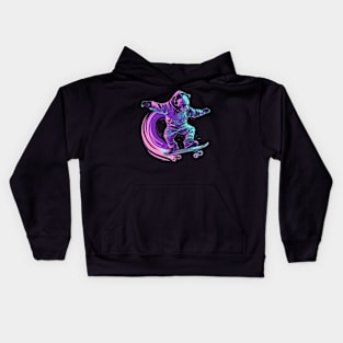 Bear playing skateboard Kids Hoodie